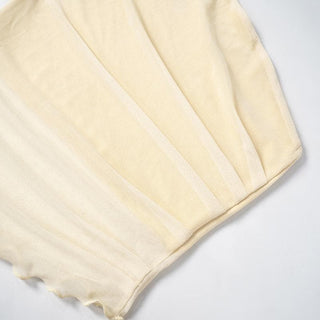 Sleeveless one shoulder ruched ruffle mesh top