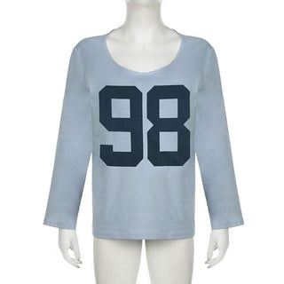 Long sleeve crewneck "98" print top