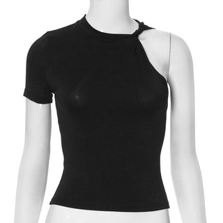 Crew neck irregular solid top