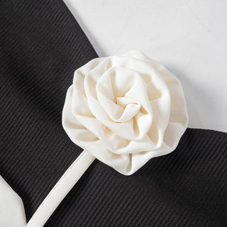 Rose applique ribbed backless tube top
