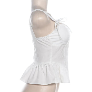 Corset bowknot ruffle zip-up cami top