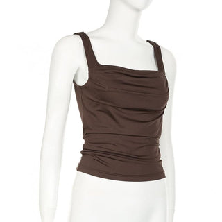 Sleeveless ruched solid backless cami top