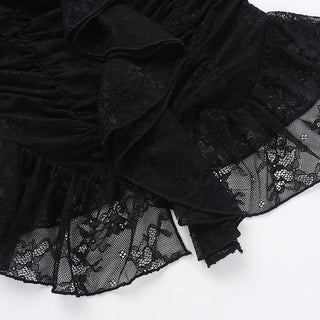 Halter self tie cross front lace ruched off shoulder top