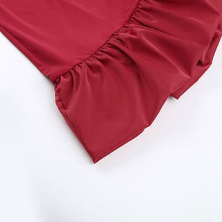 Halter bowknot cross back ruffle mini dress