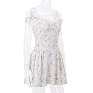 Turnover collar off shoulder zip-up cami mini dress
