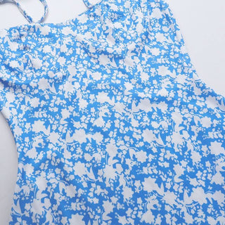 Self tie flower print backless cami mini dress