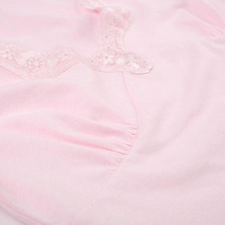 Short sleeve v neck ruched lace hem top