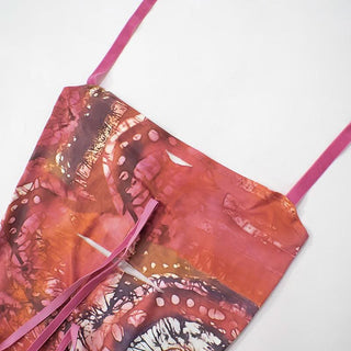 Halter self tie ruched hollow out print cut out mini dress