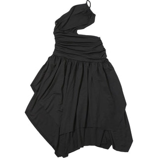 One shoulder hollow out ruched ruffle cut out midi dress