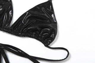 Metallic halter hollow out self tie 2 piece cut out mini dress