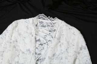 Long sleeve lace cross front slit maxi dress