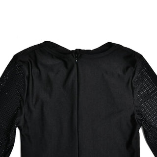 Long sleeve beaded zip-up hollow out patchwork cut out maxi dress-final-sale