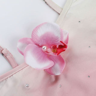 U neck gradient beaded flower applique cami top