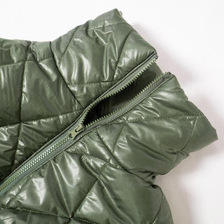 Turnover collar zip-up drawstring sleeveless coat top