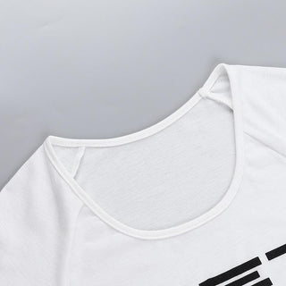 Short sleeve â€œWETâ€ ruffle u neck top