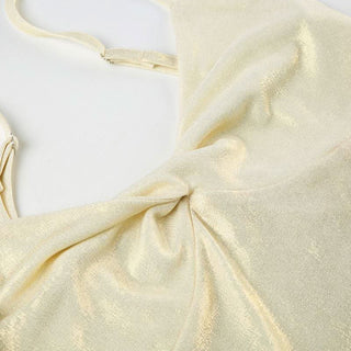 Metallic ruched backless cami top