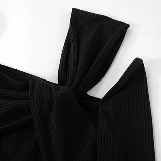 Long sleeve ruched textured irregular knotted maxi dress