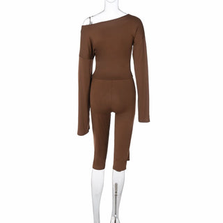 Irregular long sleeve medium rise solid pant set