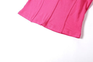 Short sleeve crewneck ruched hollow out corset cut out top