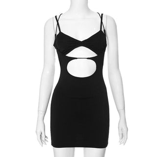Hollow out cross back backless cami cut out mini dress