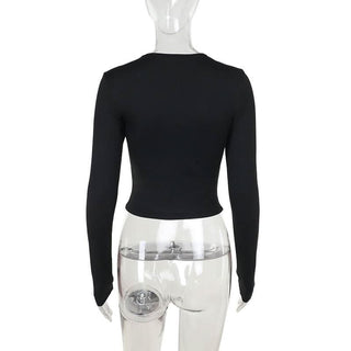 Long sleeve hollow out crop cut out top