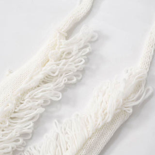 Halter self tie tassels knitted backless mini dress