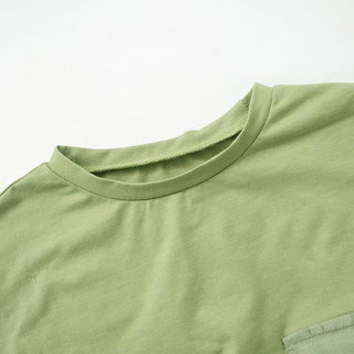 Short sleeve crewneck pocket crop top