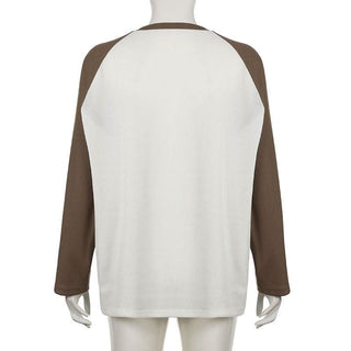 Crewneck long sleeve contrast letter print top