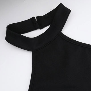 Halter backless high slit solid maxi dress-final-sale