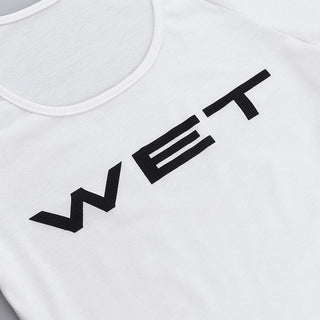 Short sleeve â€œWETâ€ ruffle u neck top