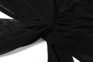 One shoulder mesh hollow out cut out maxi dress