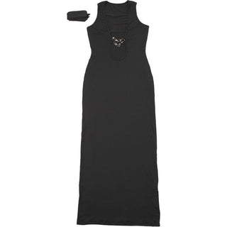 Hollow out metal applique cut out maxi dress
