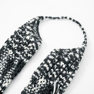 Long sleeve knitted tassels cross back contrast mini dress-final-sale