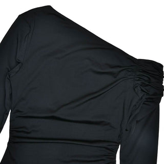 One shoulder long sleeve solid bodysuit