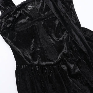 Lace hem velvet cross square neck maxi dress