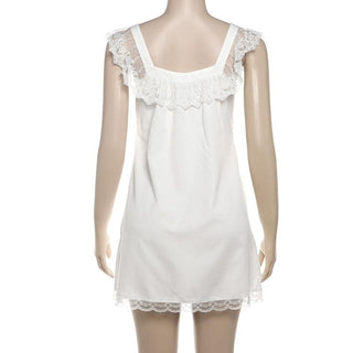Lace hem bowknot backless mini dress