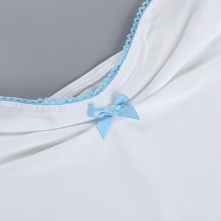 Ruched bowknot lace hem cami top