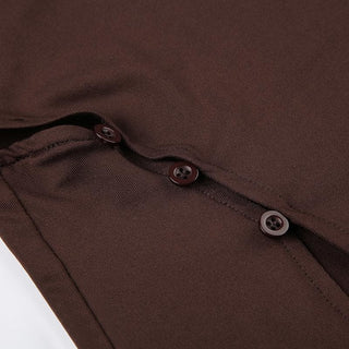 Irregular crewneck button hollow out cut out top