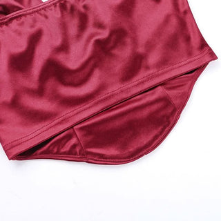 Satin v neck backless solid cami top