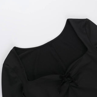 Long sleeve sweetheart neck bowknot mini dress