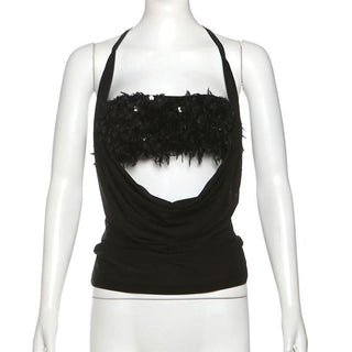 Halter glitter mesh 2 piece top