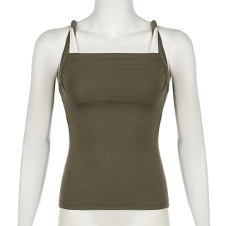 Square neck ruched o ring cami top