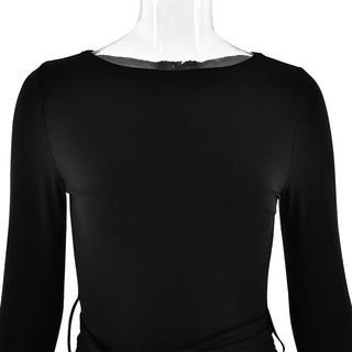 Long sleeve bowknot ruched knotted mini dress