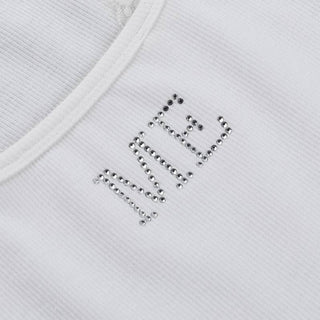 U neck "ME" beaded lace hem tank top