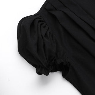 Short puff sleeve ruffle v neck self tie mini dress