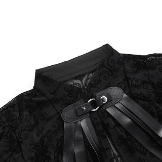 Long flared puff sleeve button shrug top