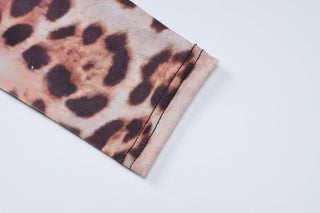 Leopard print long sleeve high neck mini dress