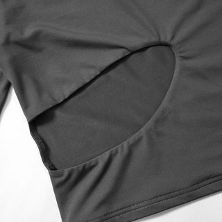 Hollow out solid one shoulder gloves irregular cut out top