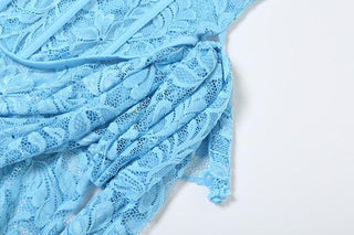 Lace bustier ruched see through tube mini dress