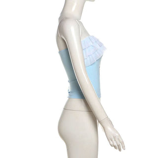 Ruffle â€œ9â€ pattern backless tube top